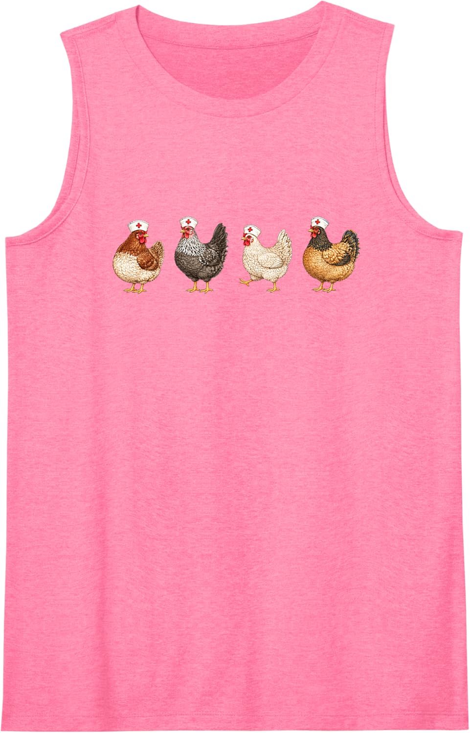 Nurse Chicken RN Hen Nursing Medical Worker Healthcare Sleeveless Tank Top - Pink