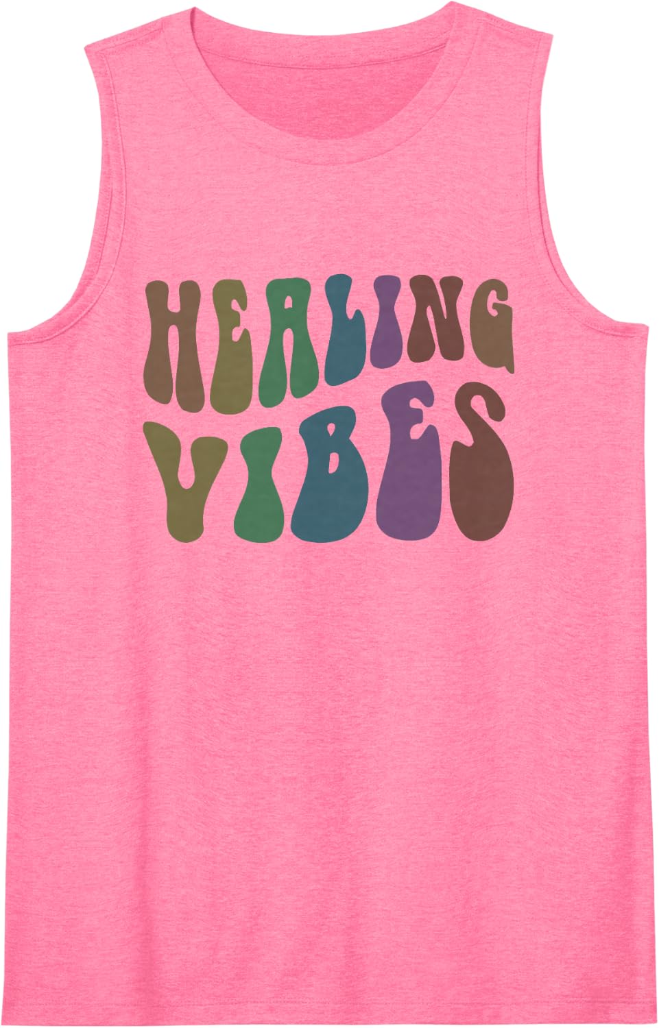 60s Healing Vibes Wellness Squad Therapist Crew Therapy Team Sleeveless Tank Top - Pink