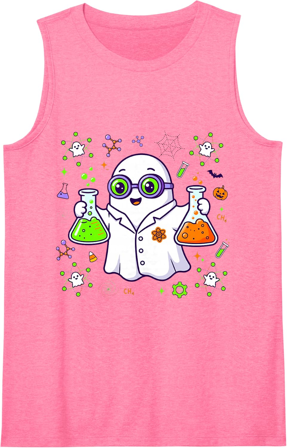 Science Teacher Educator School Halloween Boo Crew Sleeveless Tank Top - Pink
