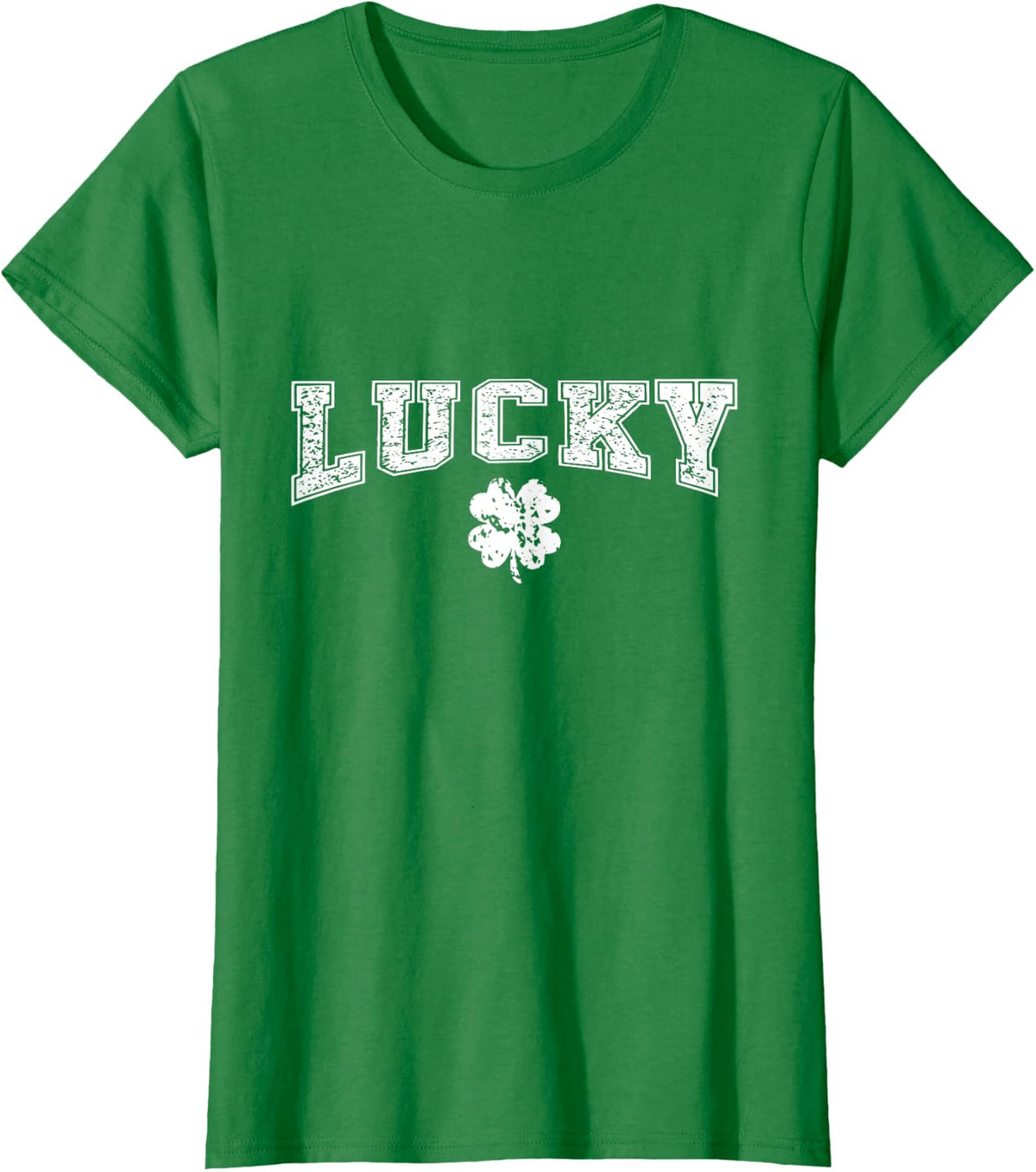 Lucky Distressed Vintage St Patricks Day T-Shirt - Kelly Green