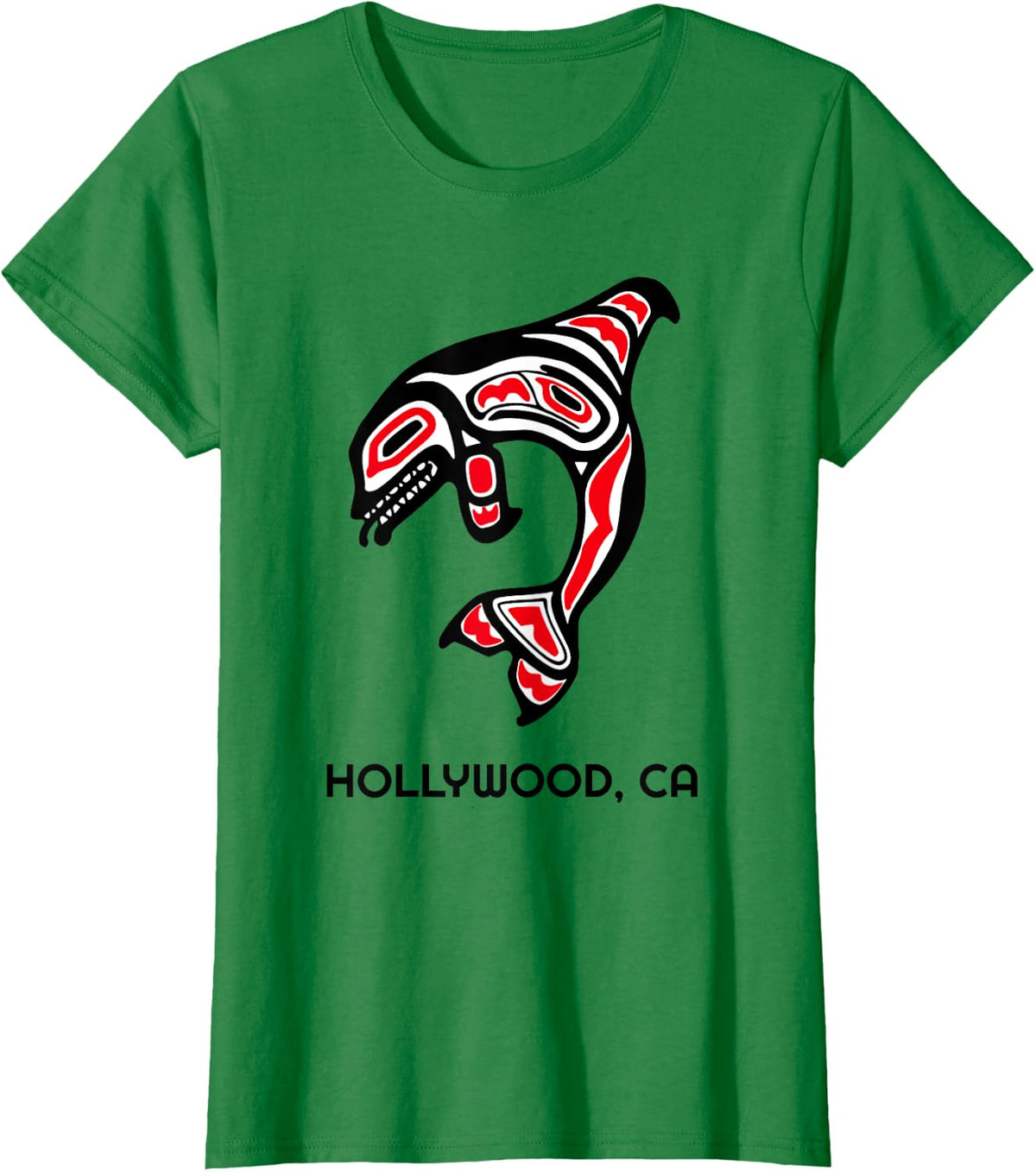 California Hollywood Native American Orca Killer Whale Gift T-Shirt - Kelly Green