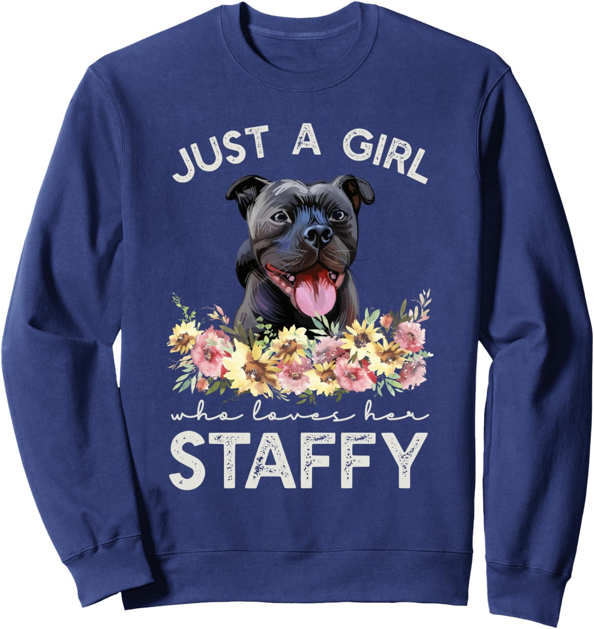 Black Staffordshire Bull Terrier Shirt Dog Gifts Staffy Sweatshirt - Adult Unisex Navy Blue