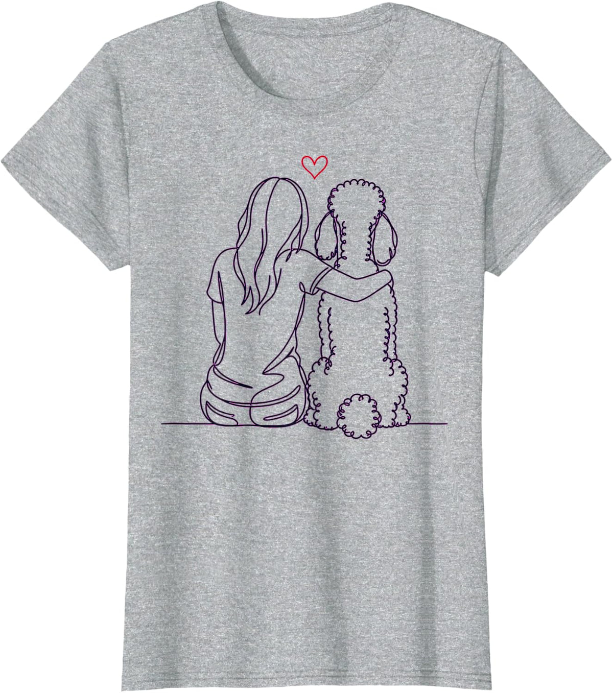 Standard Poodle Hug T-Shirt - Heather Grey