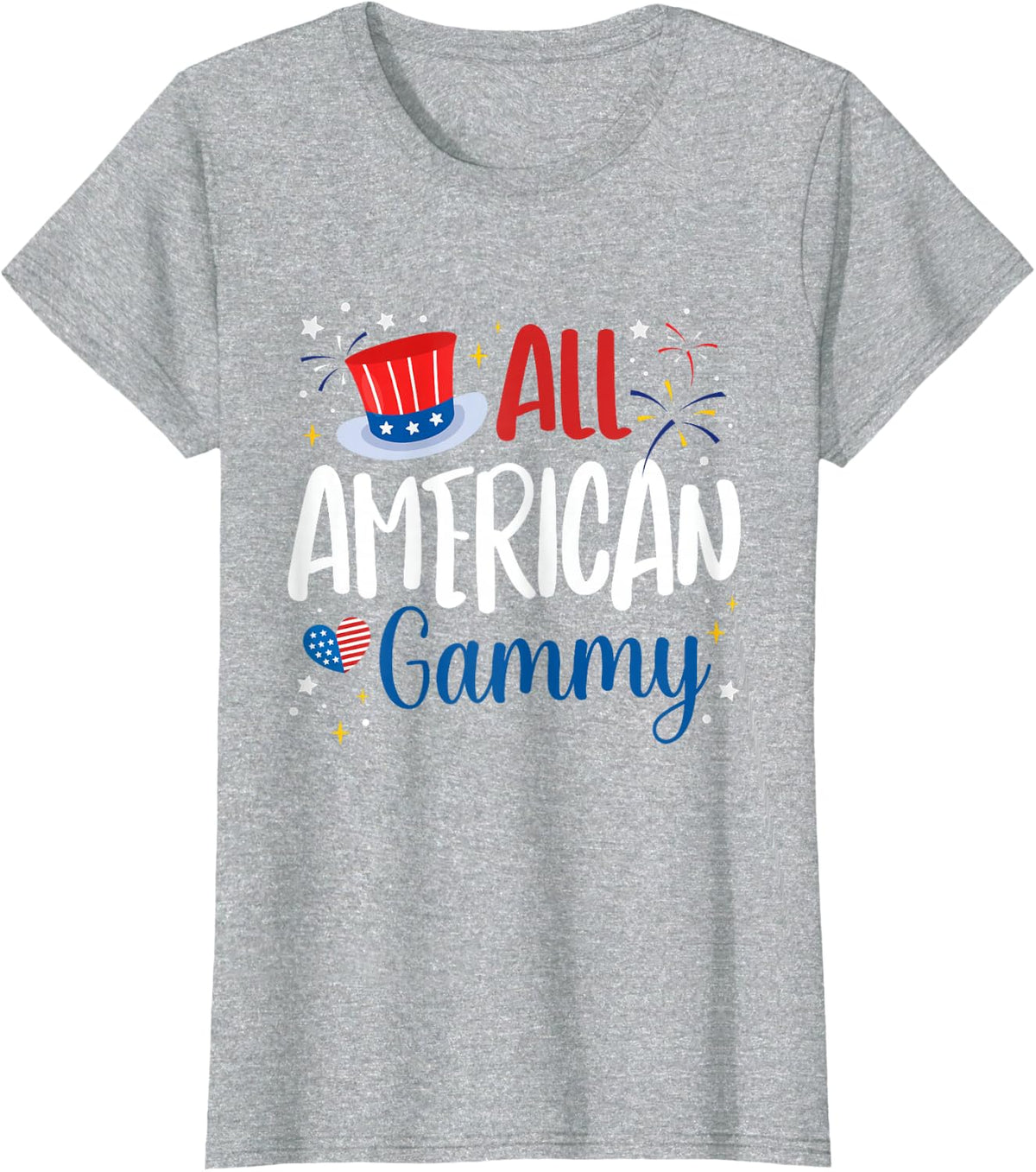 All American Gammy USA American Flag 4th Of July Patriotic T-Shirt - Heather Grey