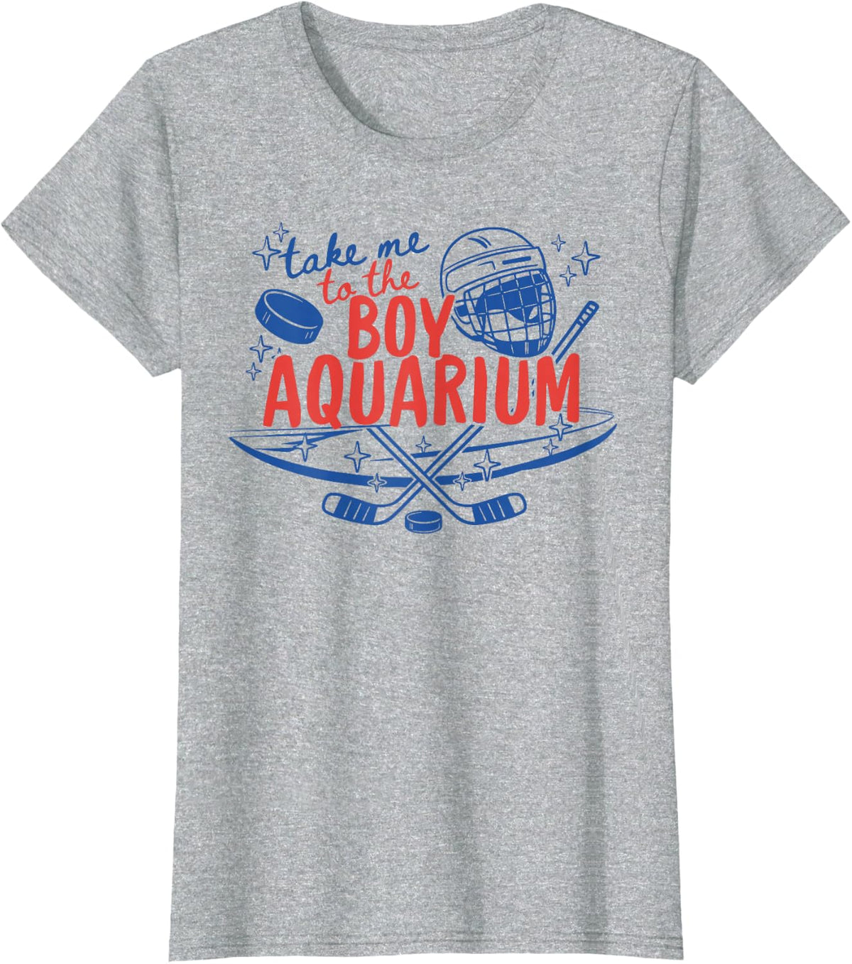 Take Me to The Boy Aquarium Funny Hockey Fan Player T-Shirt - Heather Grey