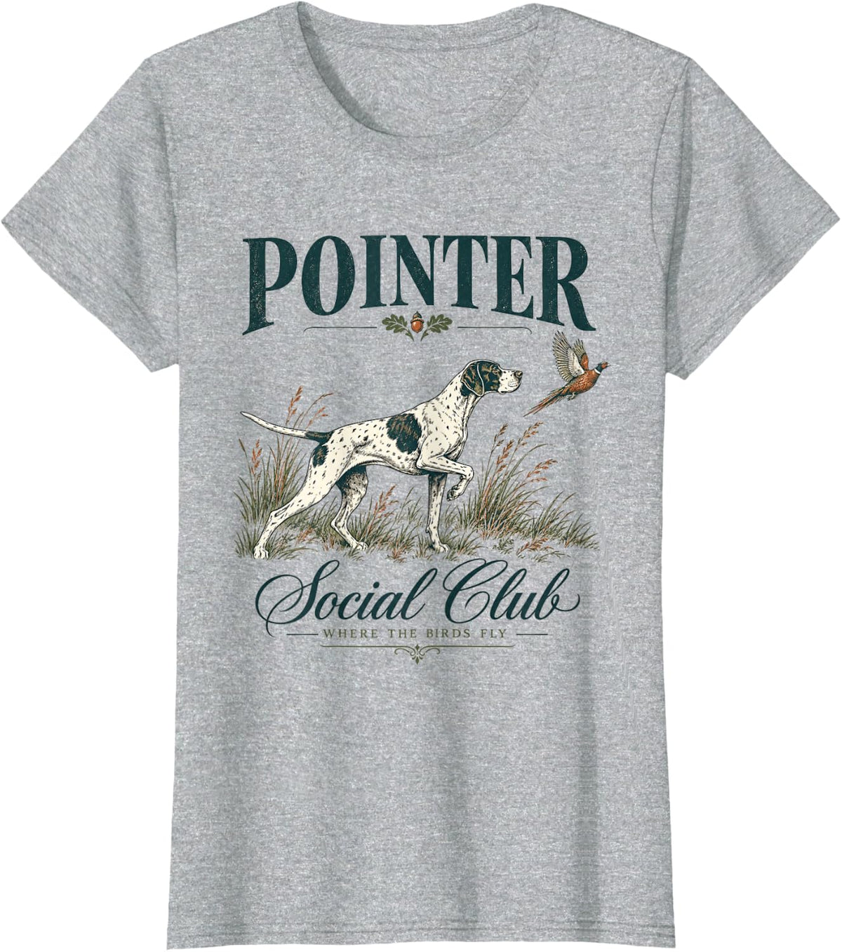 Vintage Pointer Bird Hunting Dog Upland Bird Hunter T-Shirt - Heather Grey
