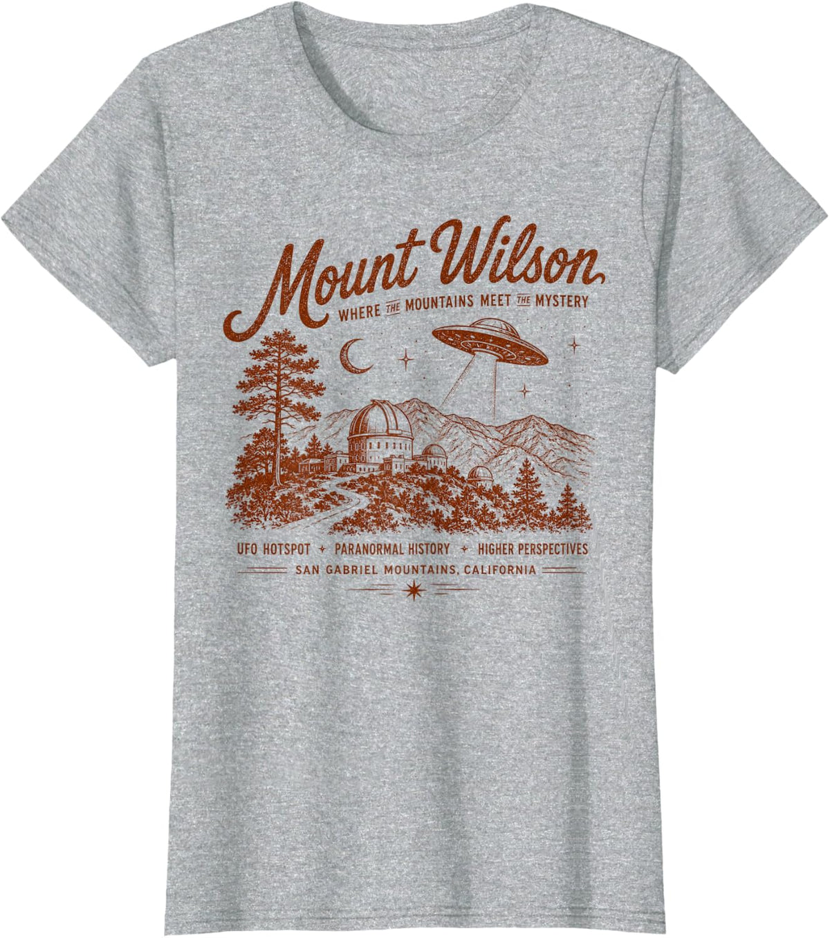 Mount Wilson California UFO Observatory Vintage T-Shirt - Heather Grey