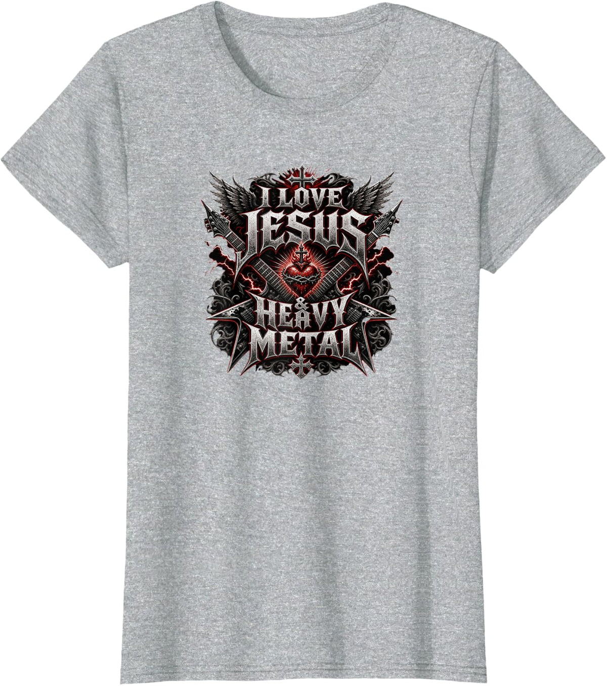 I Love Jesus and Heavy Metal T-Shirt - Heather Grey