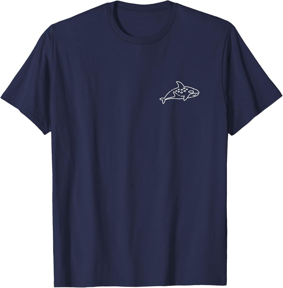 Killer Whale Orca Animal Badge Patch Line Art Outline Gift T-Shirt - Navy Blue