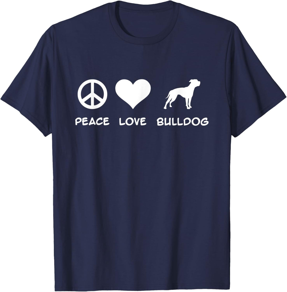 Peace, Love, American Bulldog T-Shirt - Navy Blue