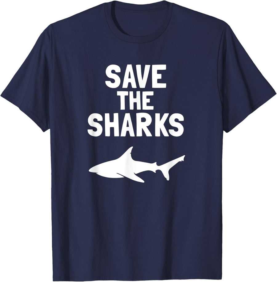 Shark Lovers Gift Marine Biologist Save the Sharks T-Shirt - Navy Blue