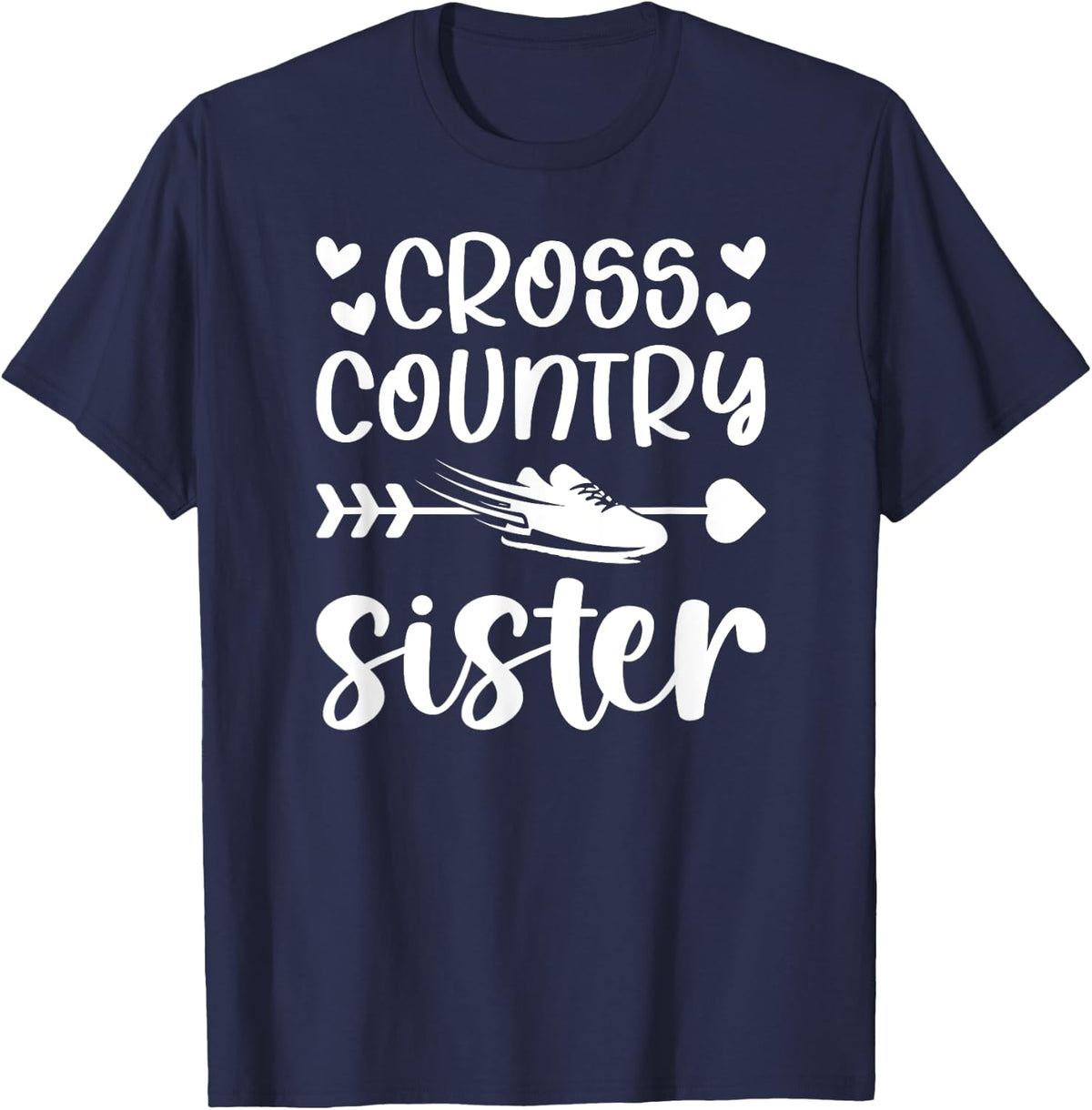 Cross Country Sister Of A Cross Country Runner Sis XC Sister T-Shirt - Navy Blue