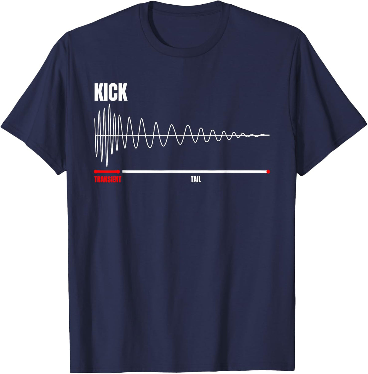 Synthesizer Kick Drum Synth DAW Transient Tail T-Shirt - Navy Blue