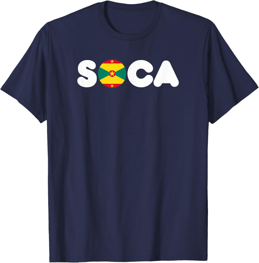 Soca Grenada Flag Caribbean Carnival T-Shirt - Navy Blue