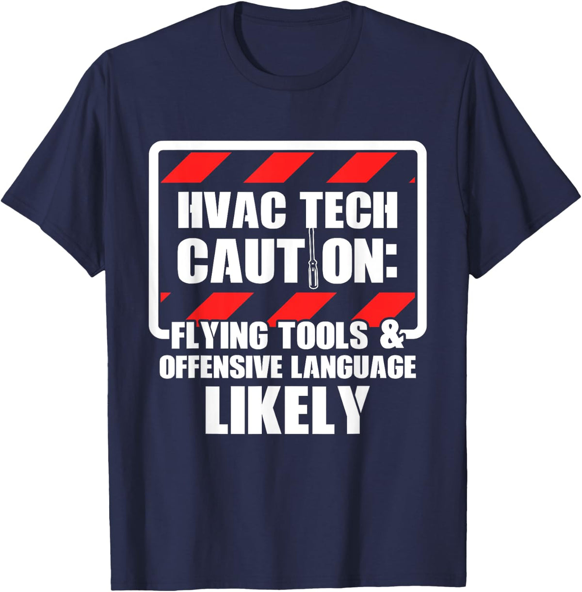 HVAC Technician Flying Tools Funny HVAC Tech T-Shirt - Navy Blue