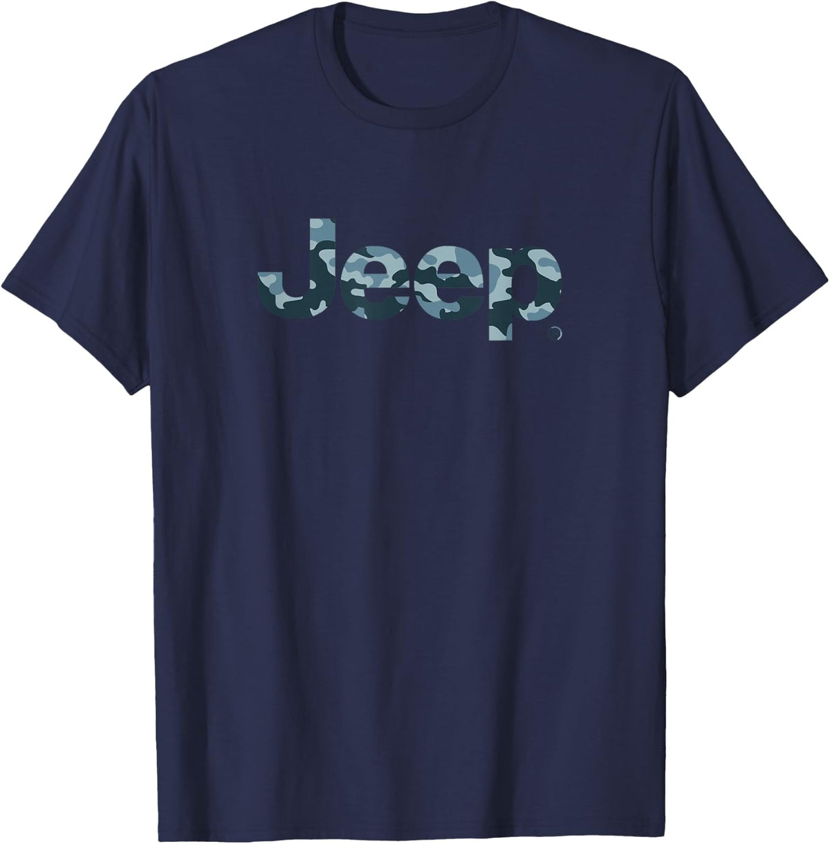 Jeep Iconic Blue Camo Logo - Officially Licensed T-Shirt - Navy Blue