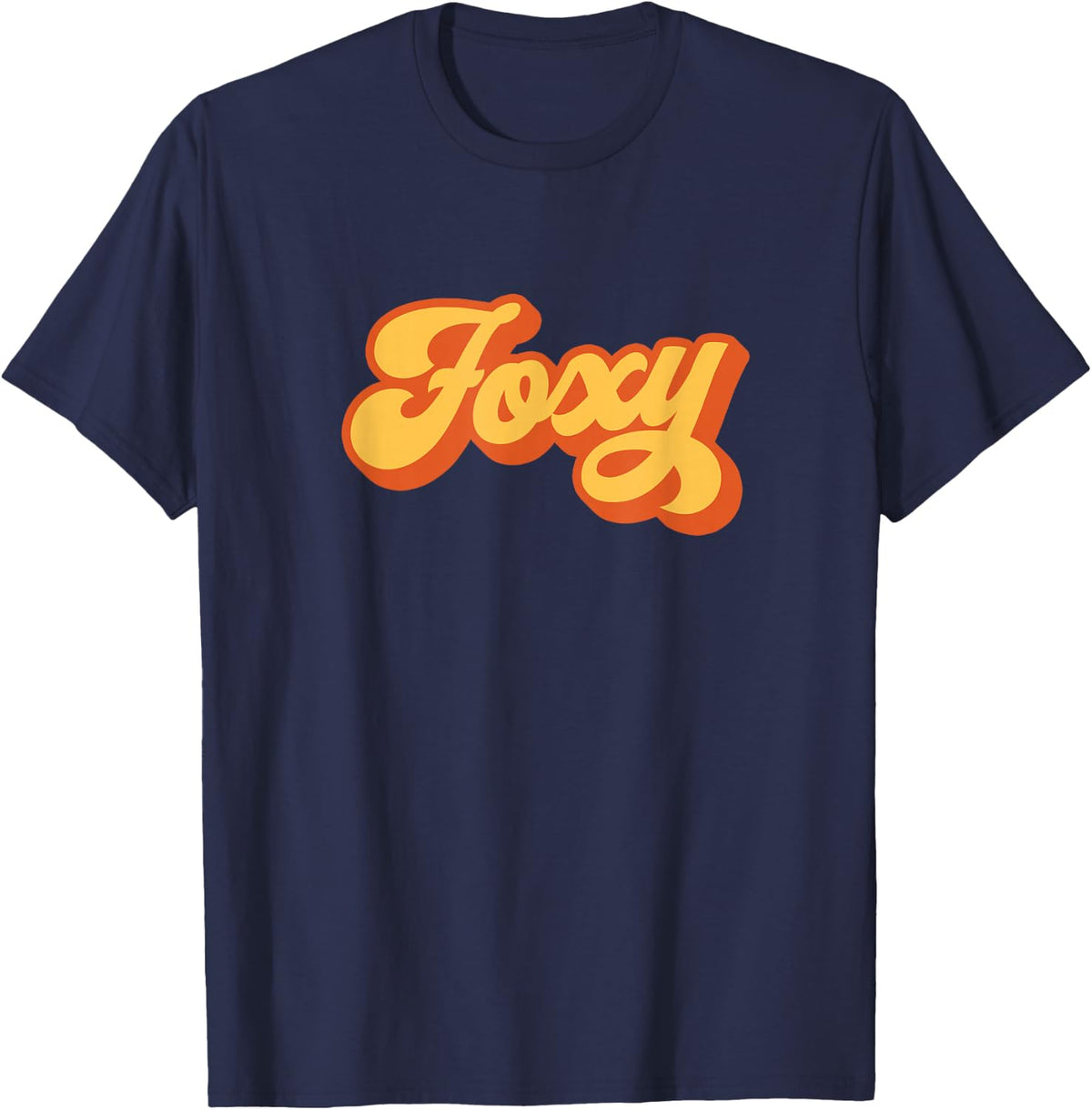Foxy Red Orange Groovy Retro Vintage Funny T-Shirt - Navy Blue