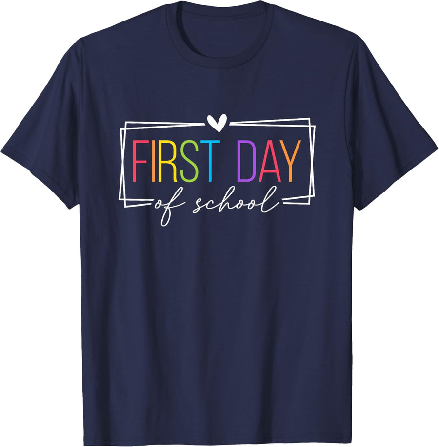 First Day of School Teacher Girls Back to School Women T-Shirt - Navy Blue