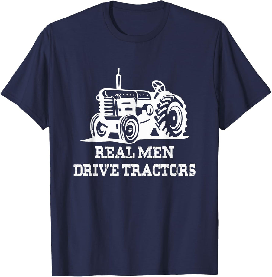 Real Men Drive Tractors T-shirt T-Shirt - Navy Blue