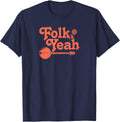 Folk Yeah Vintage Retro Folk Music Hippie T-Shirt - Navy Blue