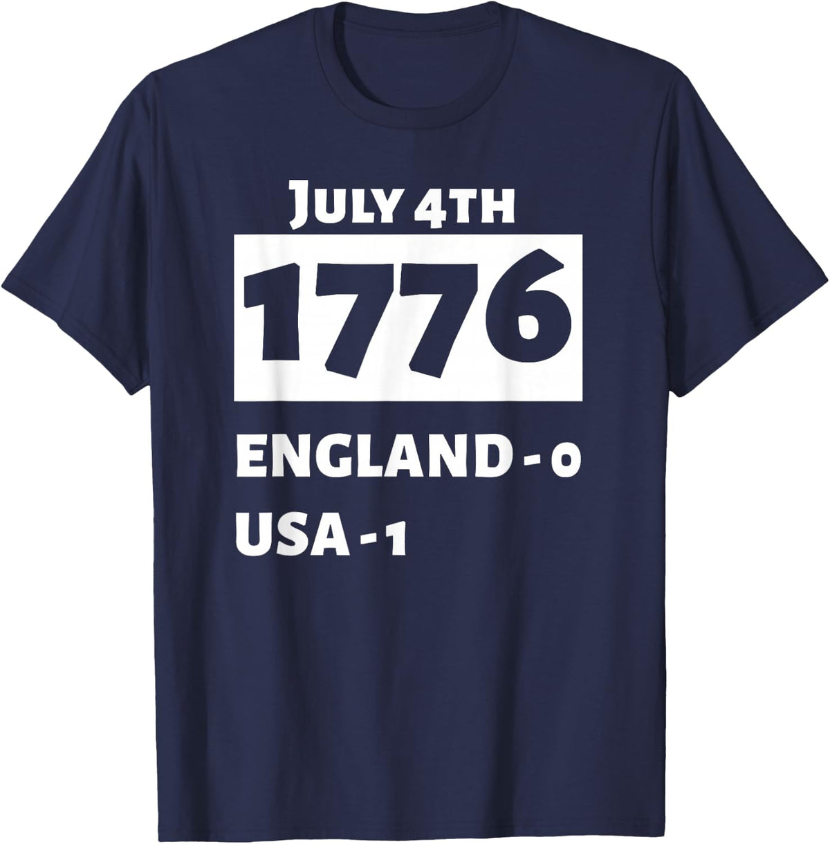 Patriotic for USA Fourth Of July 1776 Independence T-Shirt - Black, Unisex, Short Sleeve, Classic Fit, Small - Navy Blue