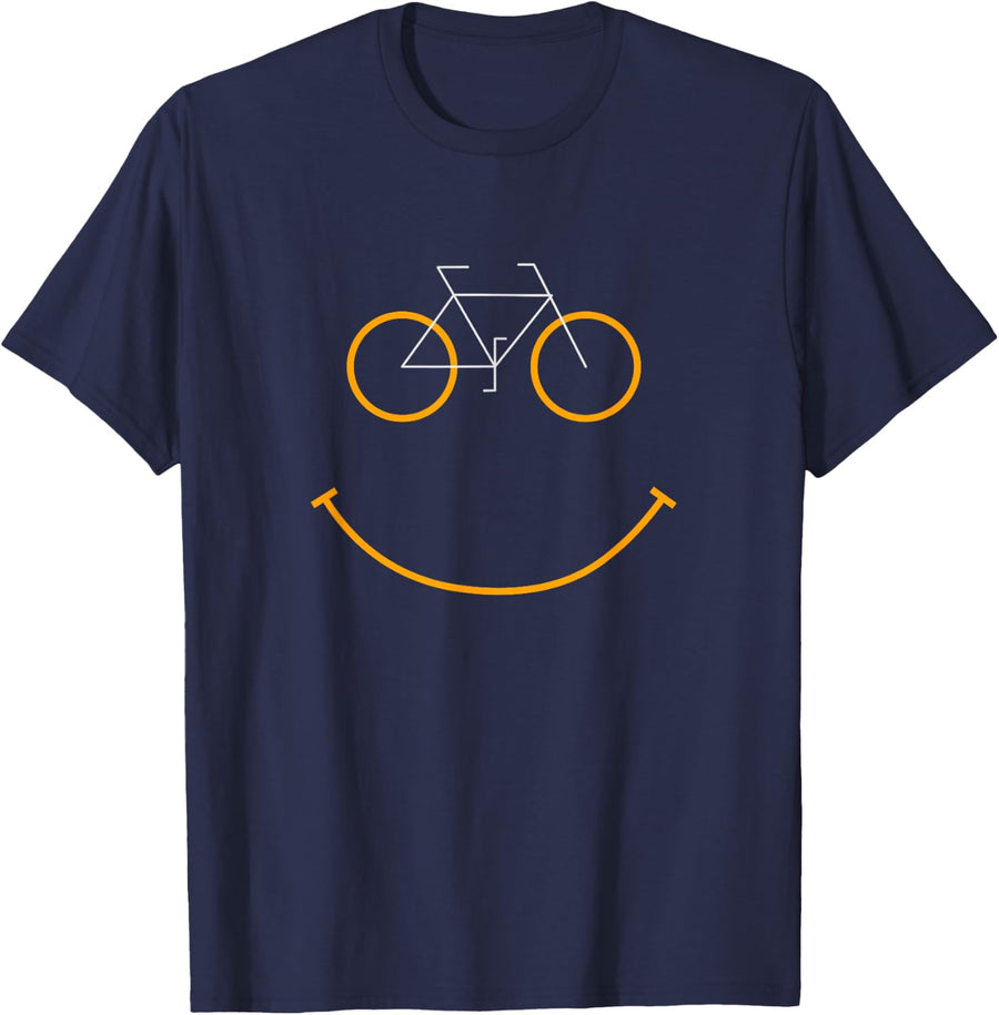 Funny Cycling Shirts Bike Smiling Face MTB Tees T-Shirts for Men Women - Navy Blue