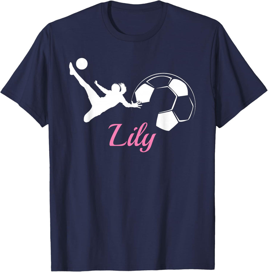 Lily Name Shirt Soccer Personalized Gift T-Shirt - Navy Blue