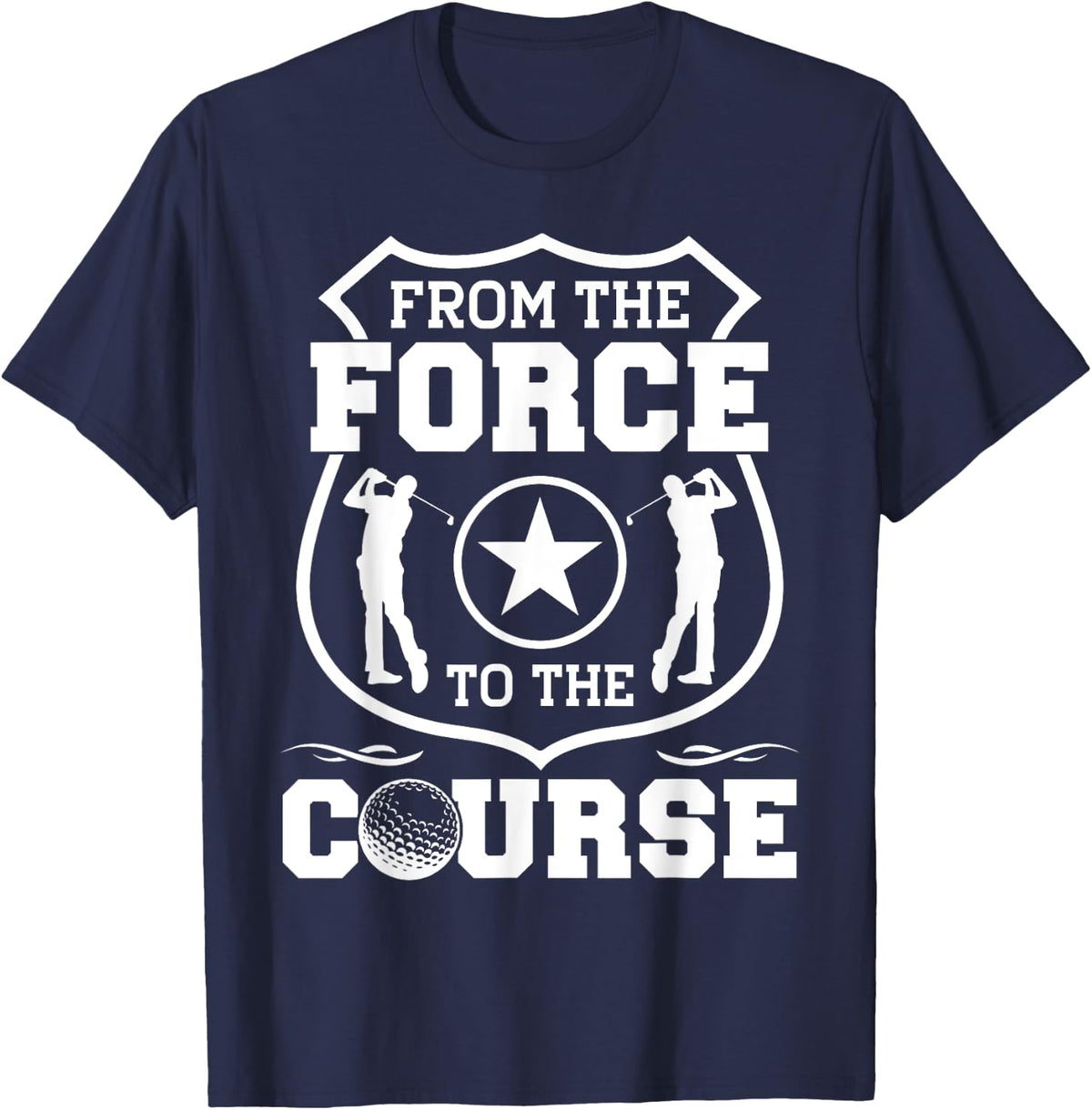 Funny Retired Police Officer Golf Retirement Gift T-Shirt - Navy Blue