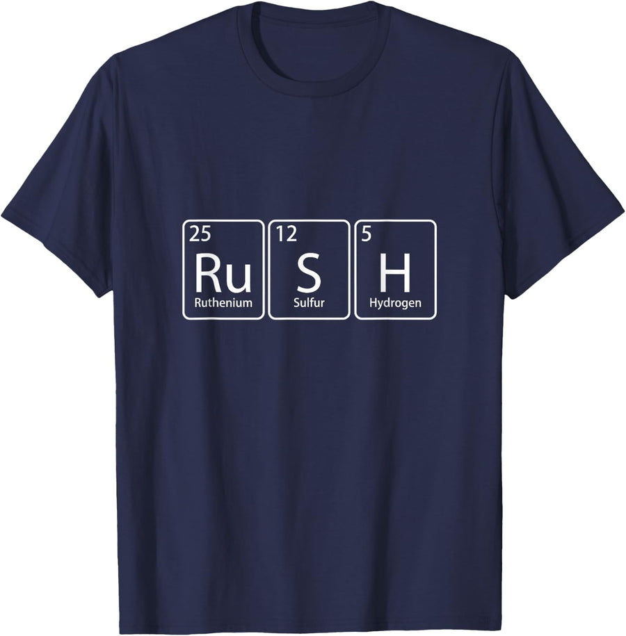 Rush (Ru-S-H) Periodic Tee Table Element Chemistry Gift T-Shirt - Navy Blue
