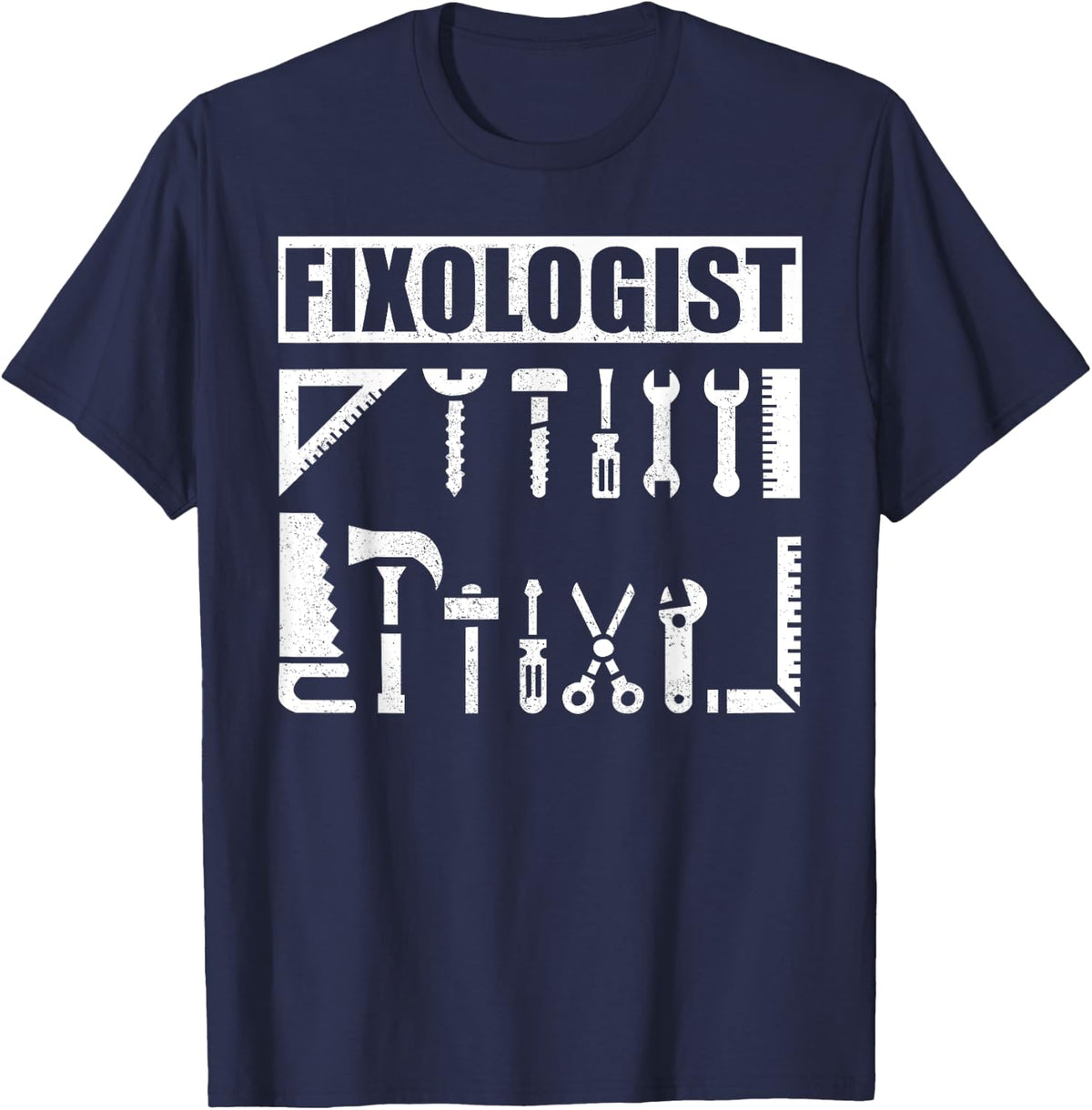 Cool Handyman Tools Art For Men Women Woodworker Carpenter T-Shirt - Navy Blue
