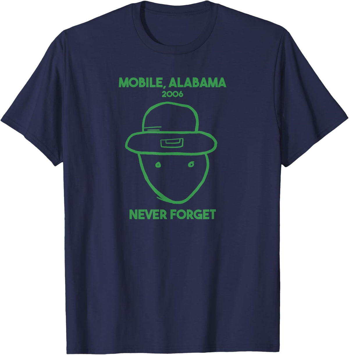 Mobile Alabama Leprechaun Sketch Never Forget St Paddy's Day T-Shirt - Navy Blue