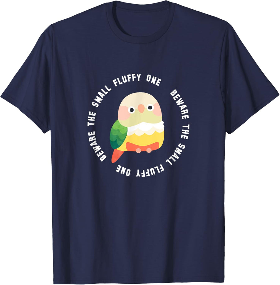 Beware the Green Cheek Conure (Cinnamon/Pineapple) T-Shirt - Navy Blue