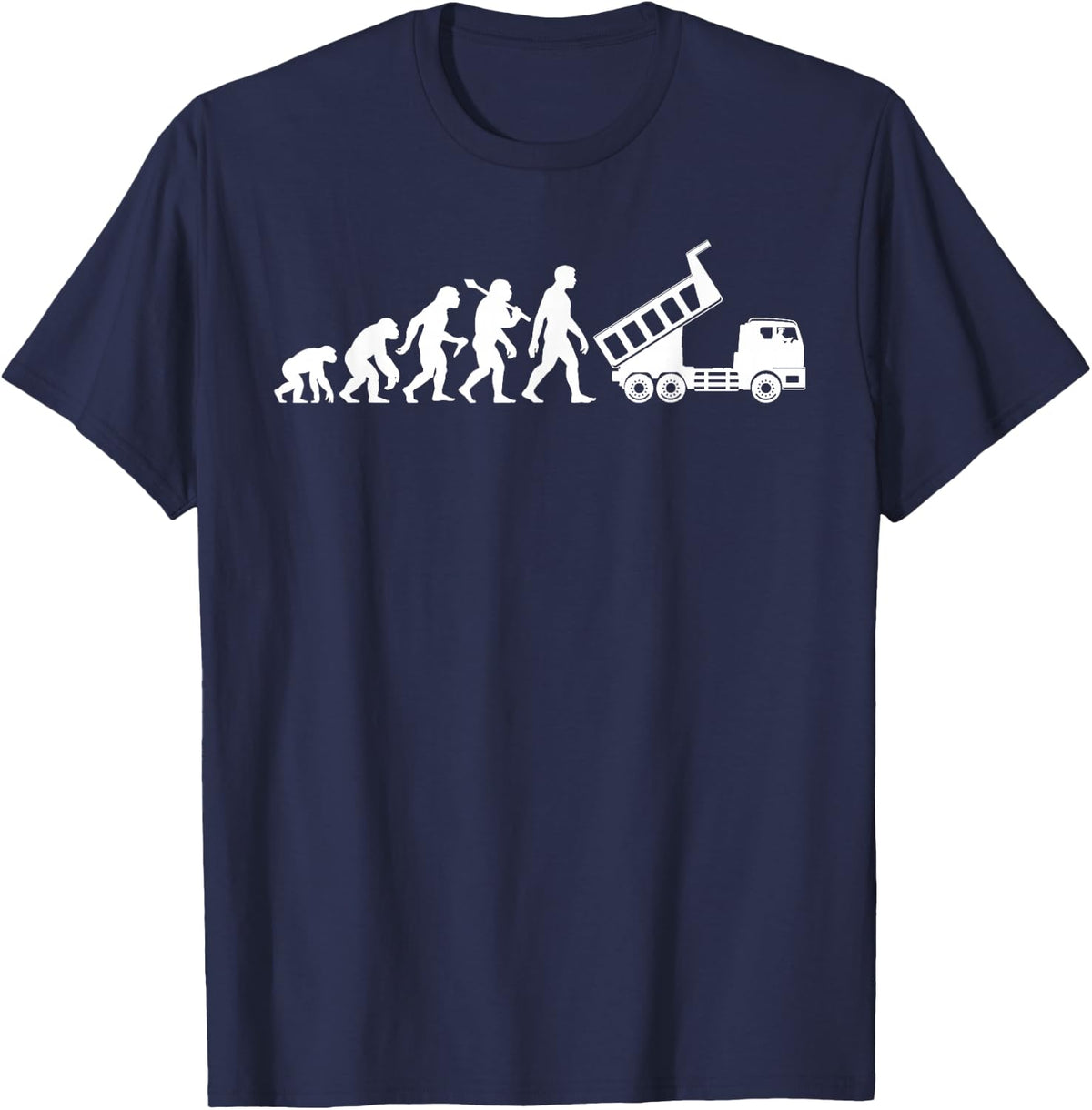 Dump Truck Driver Evolution for Heavy Equipment Operators T-Shirt - Navy Blue