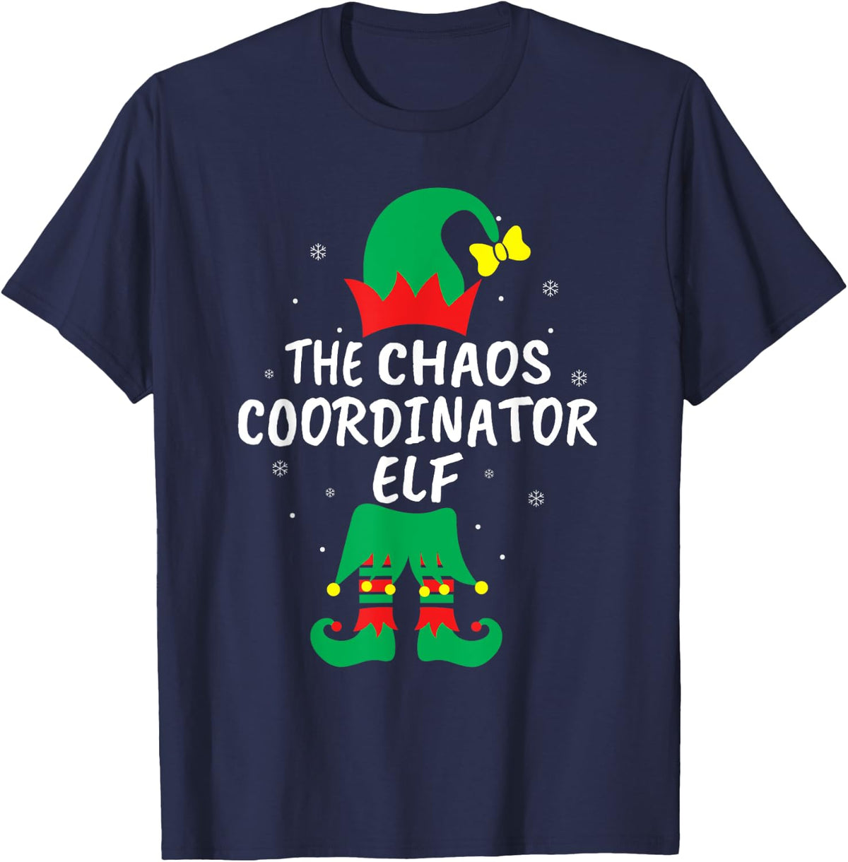 The Chaos Coordinator Elf Squad Funny Matching Christmas T-Shirt - Navy Blue