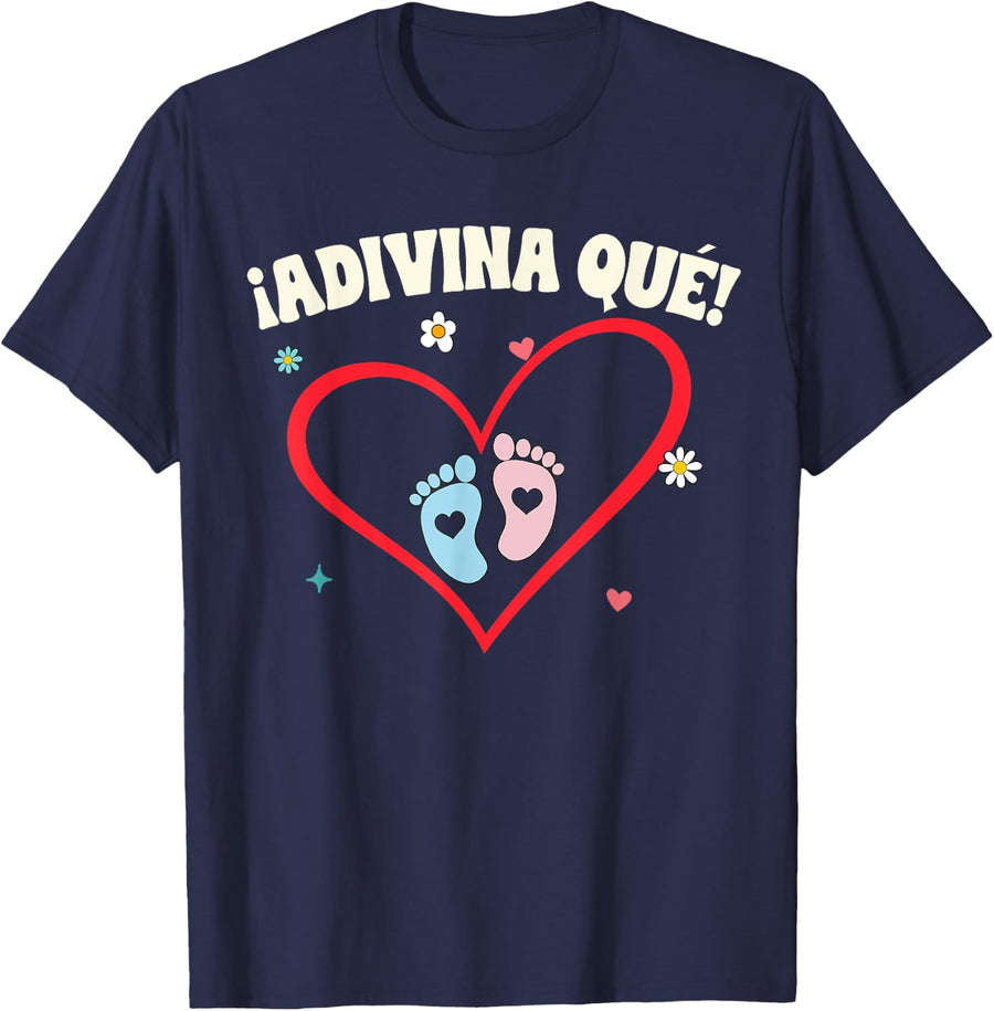 Spanish Mommy To Be Pregnancy Announcement Adivina Que T-Shirt - Navy Blue