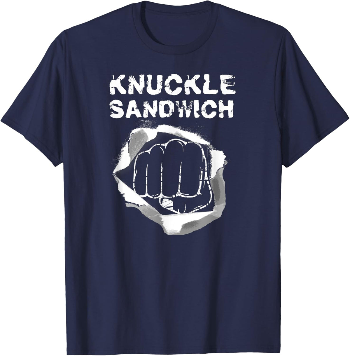 Boxing Fist Punch Knuckle Sandwich T-Shirt Boxer Fighter - Navy Blue