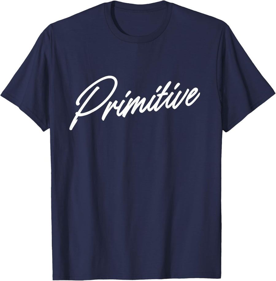 Primitive Handwritten Urban Design - Bold Aesthetic Wear T-Shirt - Navy Blue