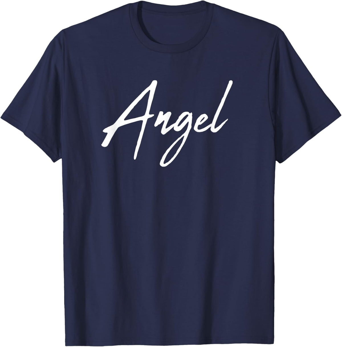 Beautiful Handwritten Font Angel Calligraphy T-Shirt - Navy Blue