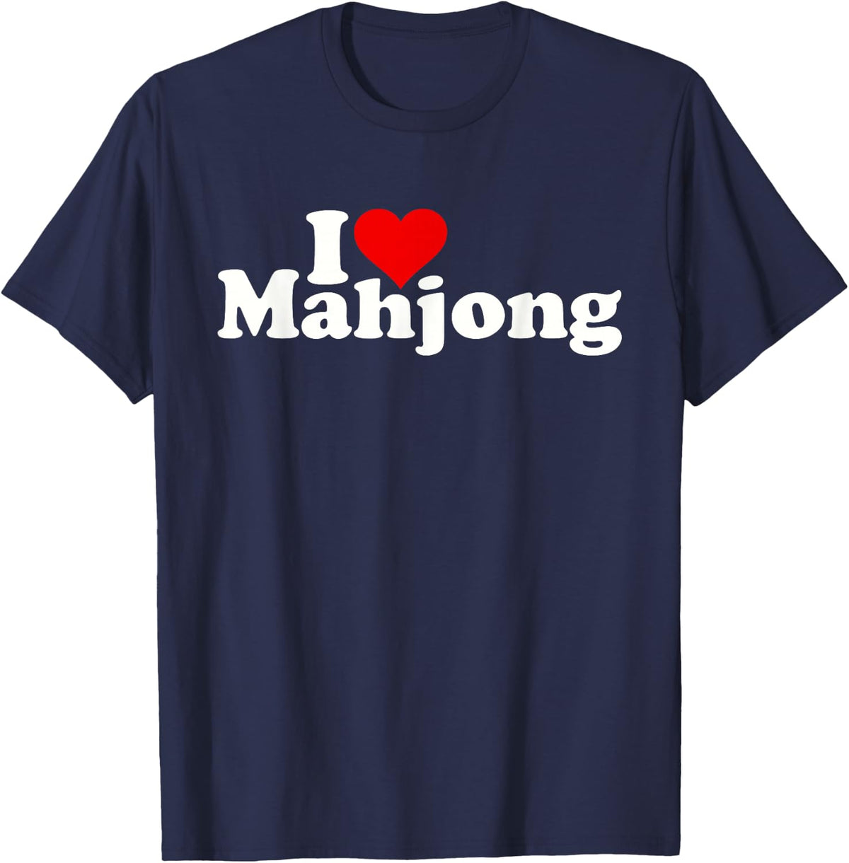 I Love Heart Mahjong Mah Jongg T-Shirt - Navy Blue
