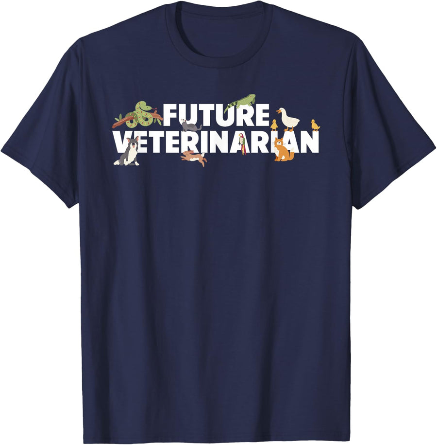 Future Veterinarian Gifts for Kids Boy Girl Vet Assistant T-Shirt - Navy Blue