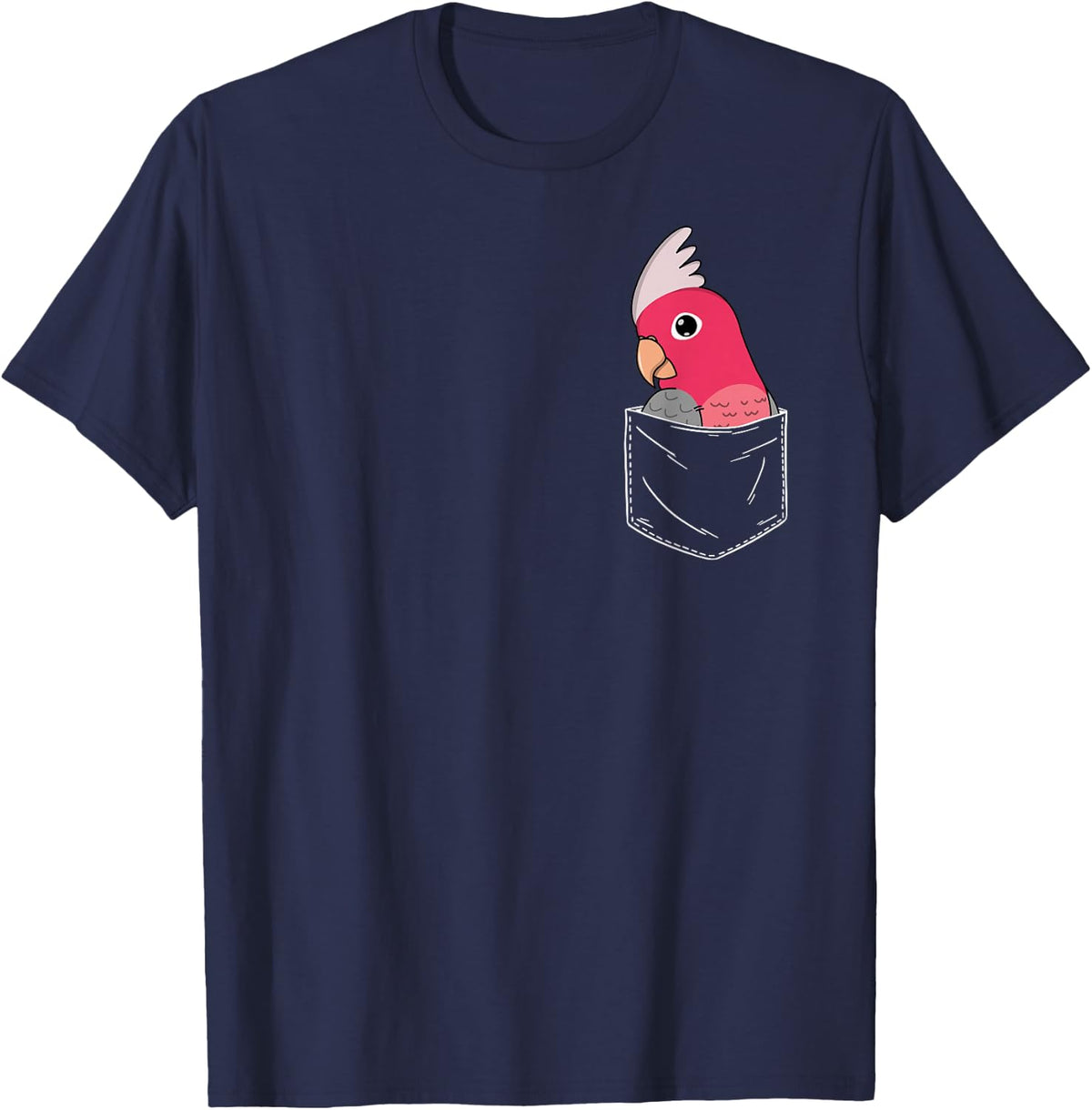 Cute Parrot In A Pocket I Rose-breasted Galah Cockatoo T-Shirt - Navy Blue