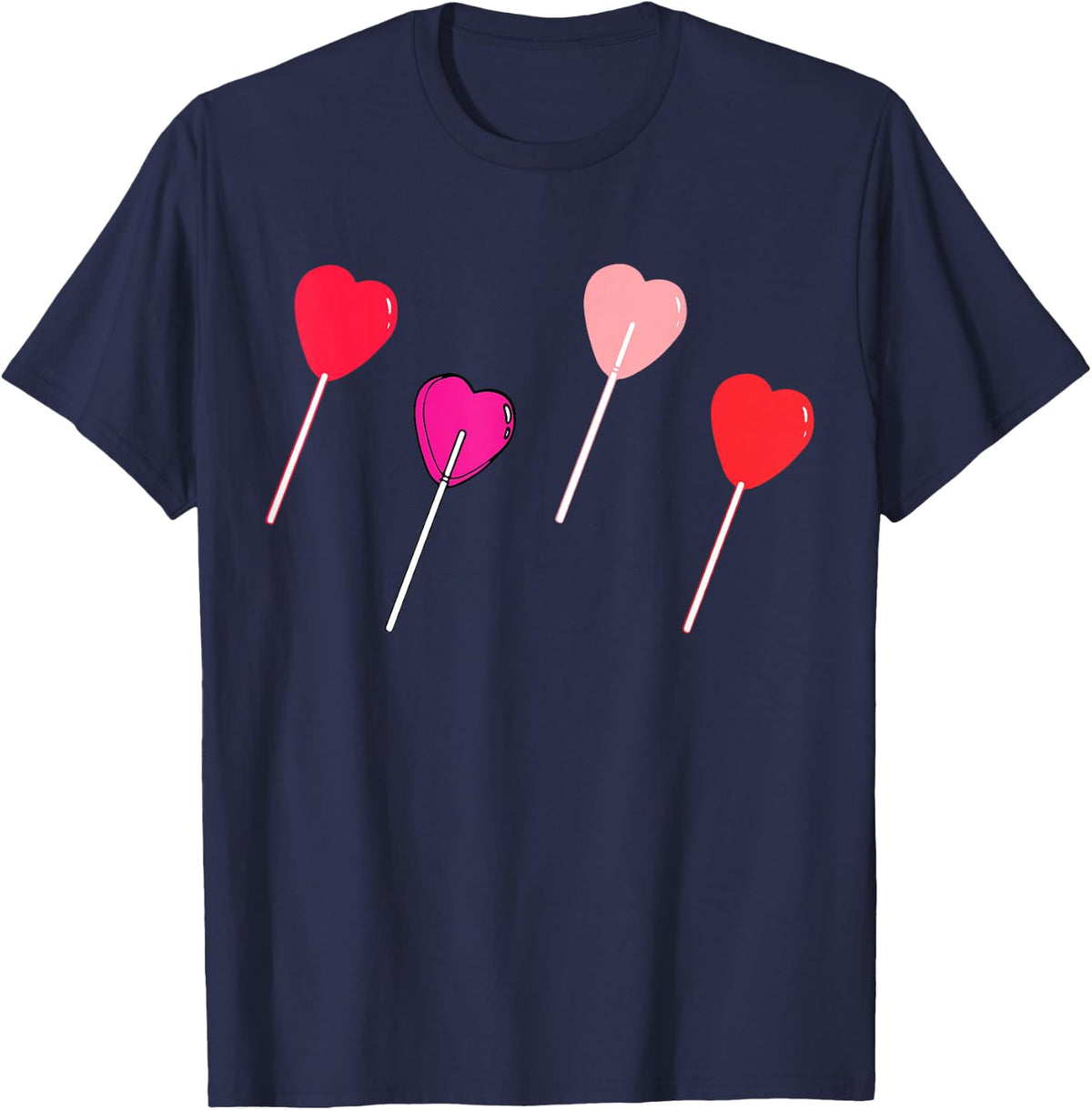 Lollipop Valentines Heart Candy Valentines Sucker T-Shirt - Navy Blue
