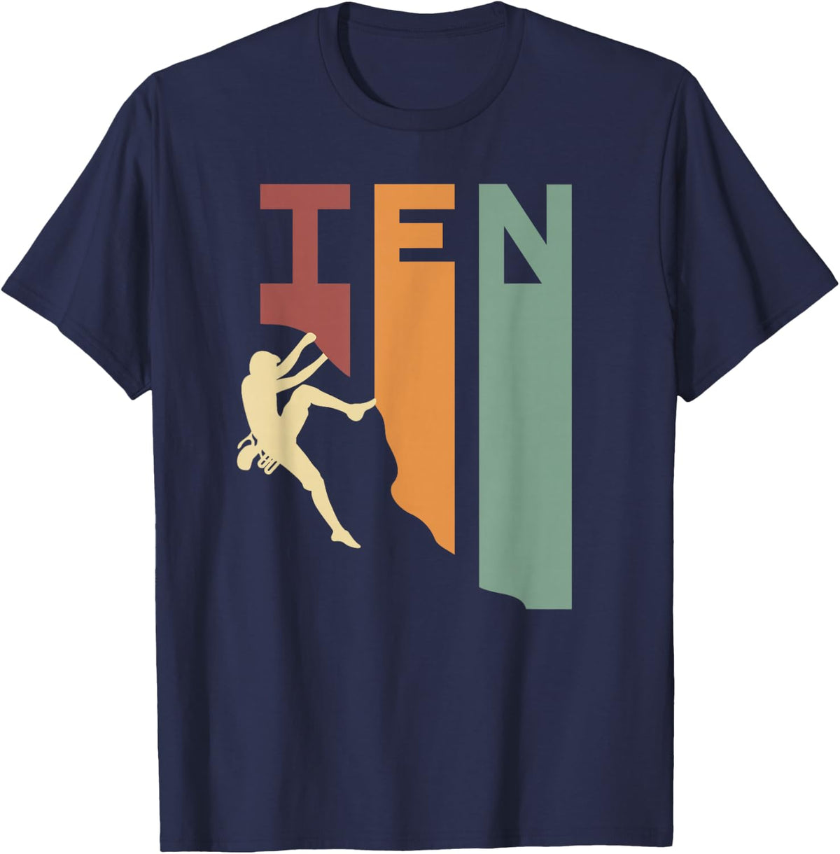 10th Birthday Climbing Ten Year Old Rock Climber Birthday T-Shirt - Navy Blue
