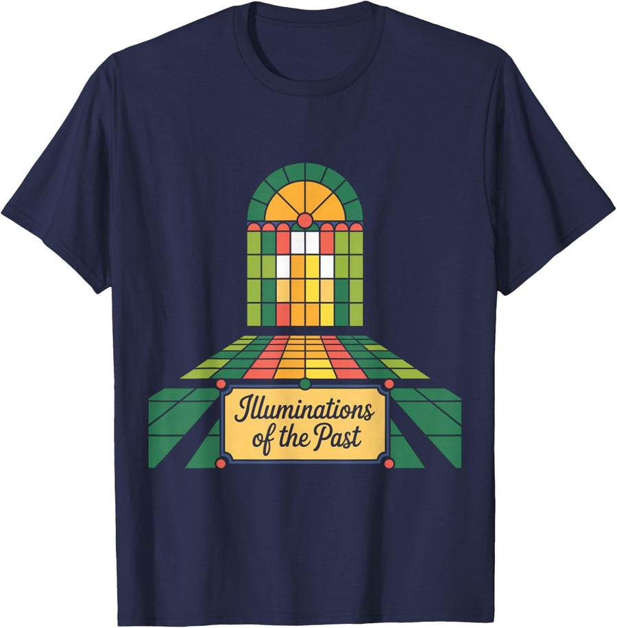 Illuminations of the Past Stained Glass Design T-Shirt - Navy Blue