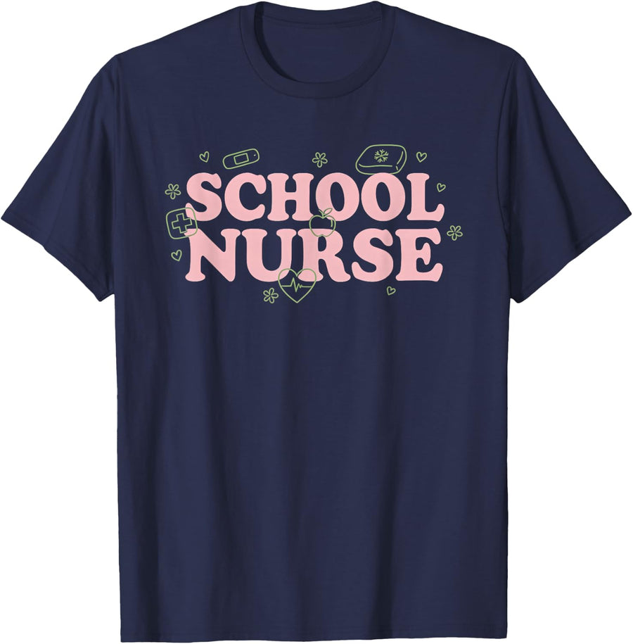 School Nurse Infirmary Health Nurses T-Shirt - Navy Blue