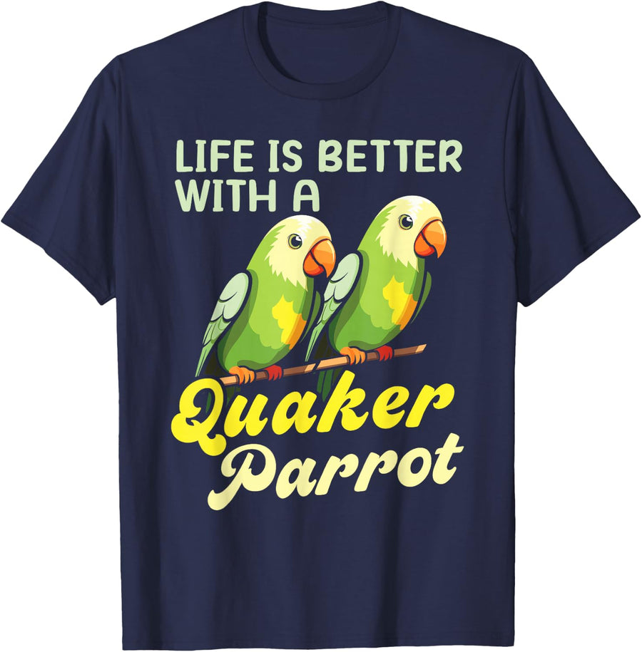 Quaker Parrot Owner Bird Lover Parakeet Ornithology T-Shirt - Navy Blue