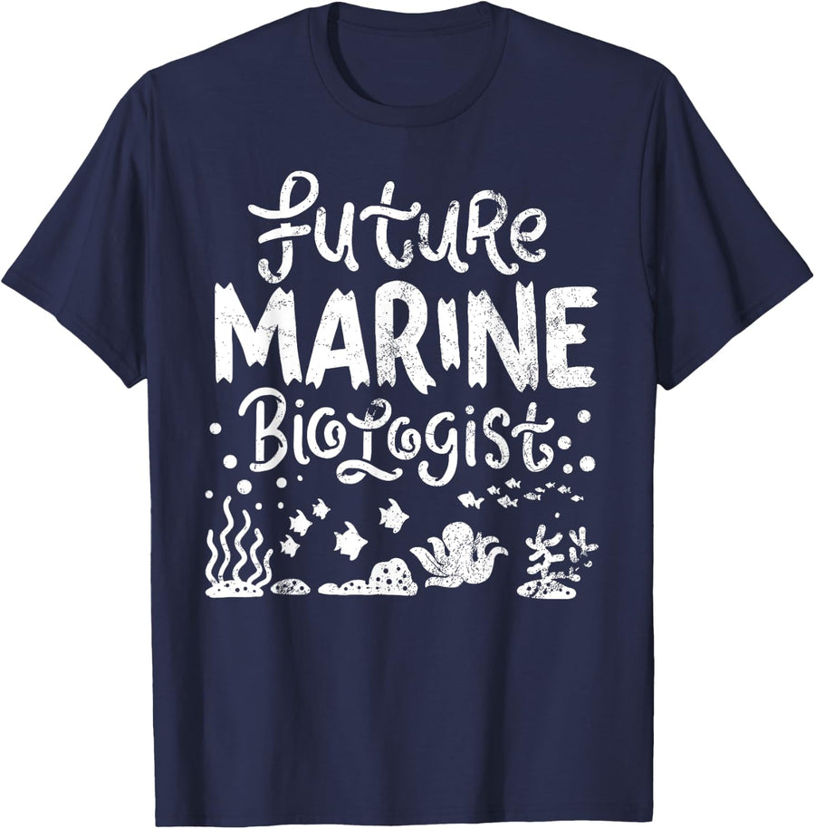 Future Marine Biologist Biology Student Gift T-Shirt - Navy Blue