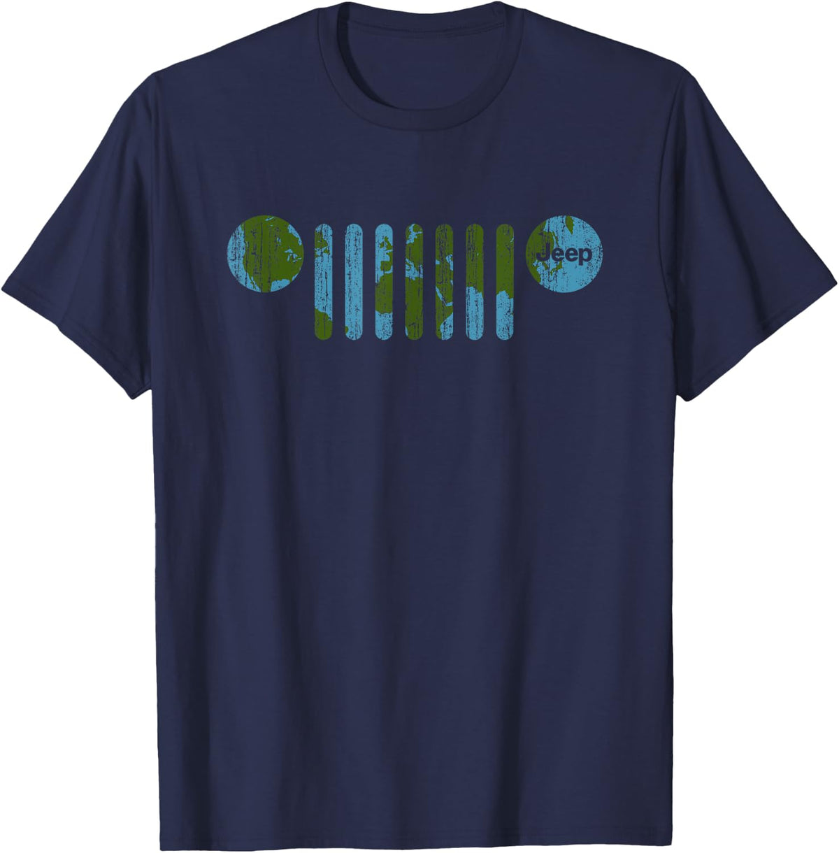 Jeep - There's Only One Earth, Jeep Grille T-Shirt - Navy Blue