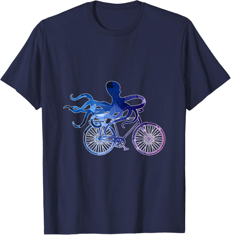 Bicycle Octopus T-Shirt - Navy Blue