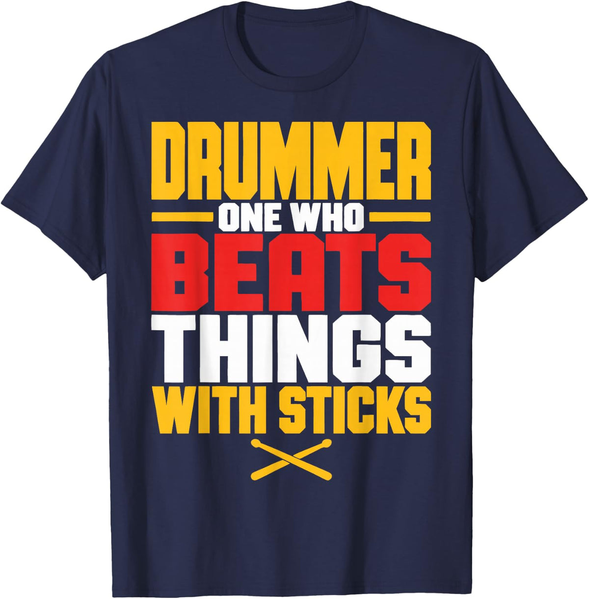 Funny Drummer Percussion Drum Kit Drumming T-Shirt - Navy Blue